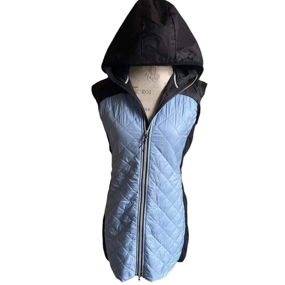 Swix Mayen Insulated Ski Vest Women’s S Blue Black Hooded Winter Gorpcore Long - Picture 4 of 14